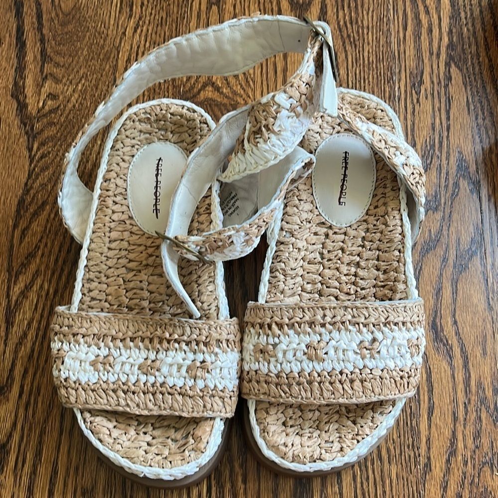 Free People Roma Raffia Sandals Size 7 - Picture 2 of 6